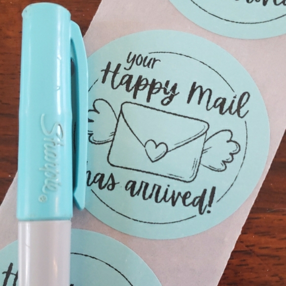 3/$15 Set of 50 LARGE 2 INCH ROUND HAPPY MAIL STICKERS BLUE - Picture 6 of 7